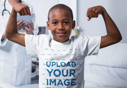 T-Shirt Mockup of a Strong Boy at a Hospital 