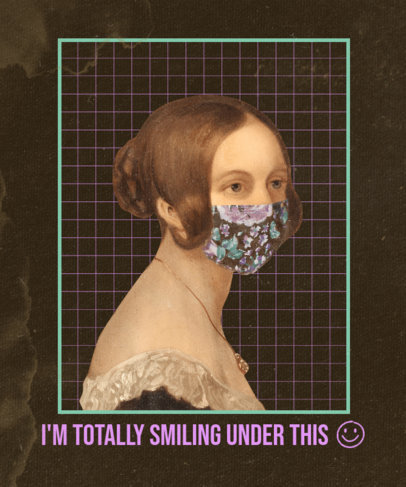 T-Shirt Design Creator with a Funny Illustration of a Woman with a Face Mask