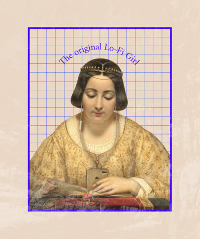 T-Shirt Design Template Featuring an Ironic Illustration of a Princess