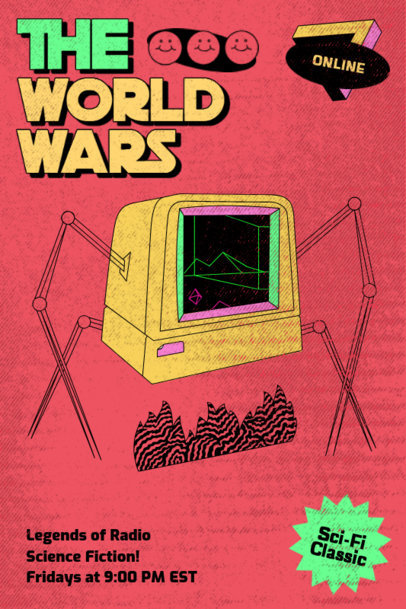 Unique Poster Design Maker with Surreal Illustrations to Promote a Sci-Fi Radio Station