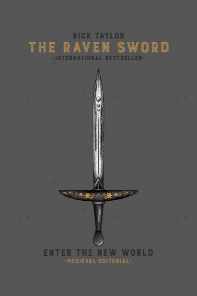 Book Cover Design Maker Featuring a Medieval Sword Illustration