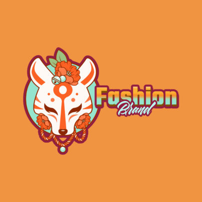 Fashion Brand Logo Template Featuring a Kitsune Mask Graphic
