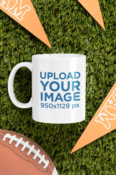 Mockup of an 11 oz Mug Placed by a Football Ball m348