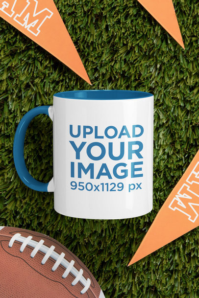 Mockup of an 11 oz Coffee Mug with a Colored Rim by Sports Pennants m349