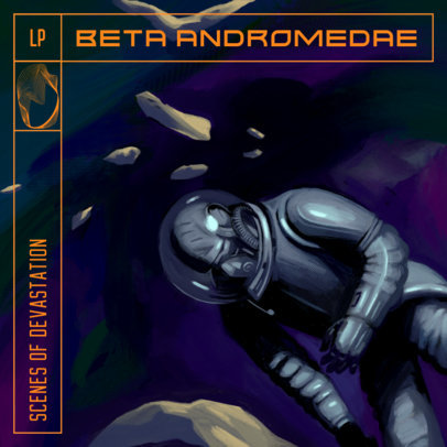 Illustrated Album Cover Design Creator with an Astronaut Stranded in Space 3805d