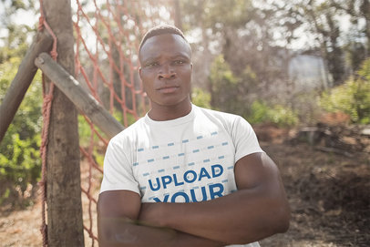 T-Shirt Mockup of a Marine at a Training Camp 