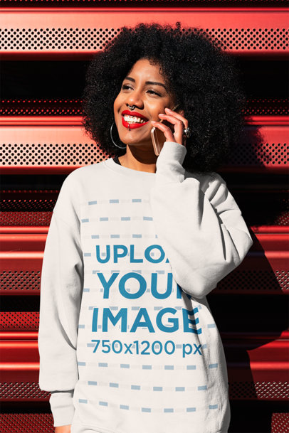 Oversized Sweatshirt Mockup of a Woman Talking on the Phone 44677-r-el2