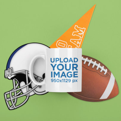 11 oz Mug Mockup Featuring Football Elements m367
