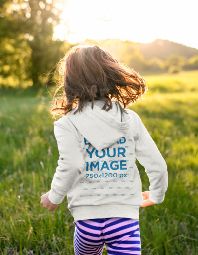 Back-View Hoodie Mockup of a Girl Running Through Nature