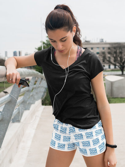 Mockup of an Urban Runner Wearing Sublimated Shorts