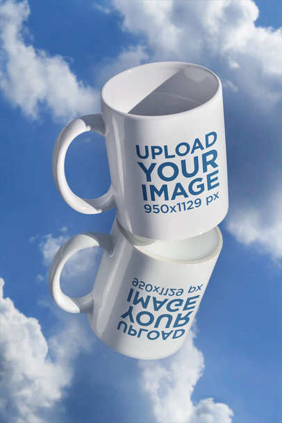 11 oz Mug Mockup Featuring a Cloudy Sky m598
