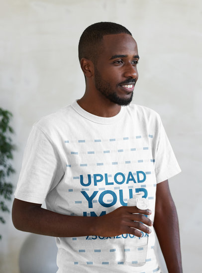 T-Shirt Mockup of a Chill Man Drinking Water 44845-r-el2