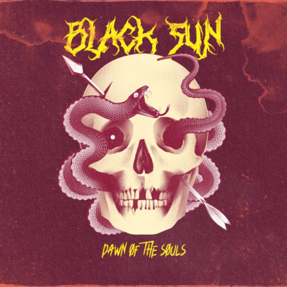 Black Metal Album Cover Maker with a Graphic of a Snake and a Skull
