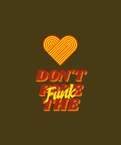 T-Shirt Design Template Featuring a 60's-Inspired Heart Graphic