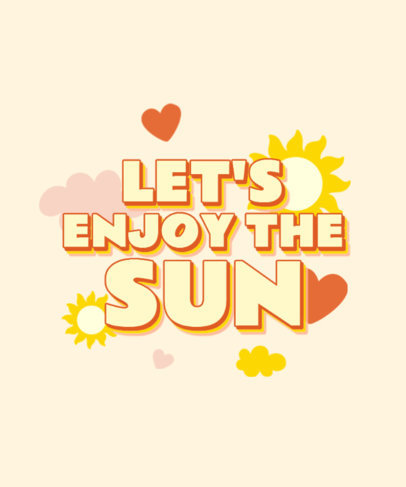 Retro T-Shirt Design Template Featuring a Positive Quote with Sun Graphics