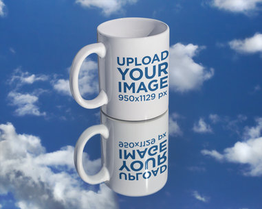 Mockup of an 11 oz Mug on a Sky-Reflecting Surface m596