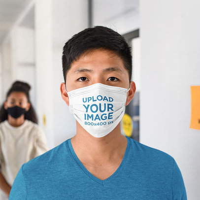 Mockup of a Serious Man Wearing a Face Mask