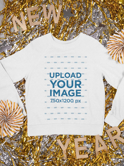 Mockup of a Crewneck Sweatshirt Placed Over New Year Party Decorations 
