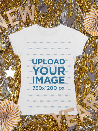 Mockup of a Crewneck T-Shirt Laid over New Year's Eve Decorations 