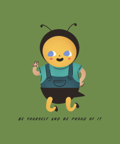 Illustrated T-Shirt Design Template with a Fictional Bee Character