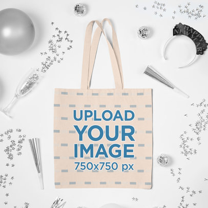 Tote Bag Mockup Featuring a New Year's Theme m292