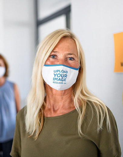 Face Mask Mockup of a Woman with Blonde Hair 44891-r-el2