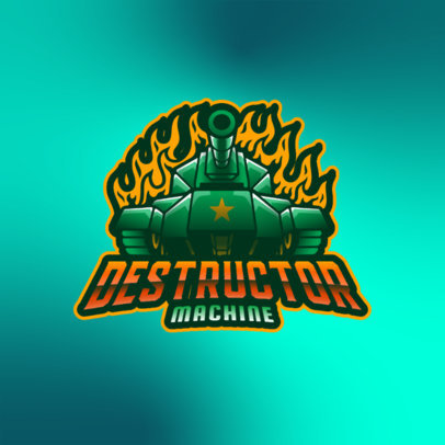 Gaming Logo Template Featuring an Armored Tank with Flames 3819o