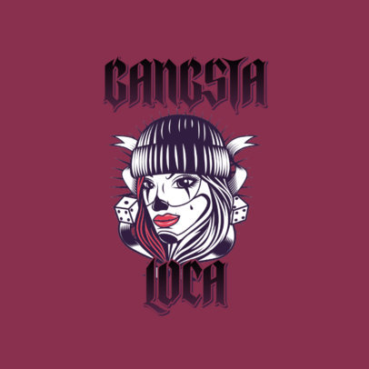 Logo Template Featuring Chicano Lettering and a Woman Graphic 