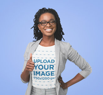 T-Shirt Mockup of a Business Woman Making a Thumbs Up Sign 44655-r-el2