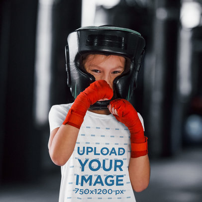 T-Shirt Mockup of a Girl Practicing Box 
