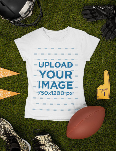 Mockup Featuring a Round Neck T-Shirt Surrounded by Football Equipment m356