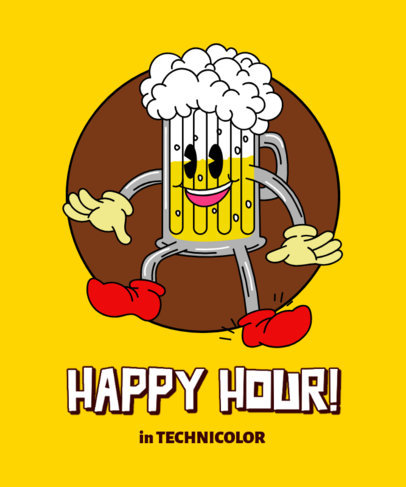Cartoonish T-Shirt Design Template with a Beer Mug Illustration