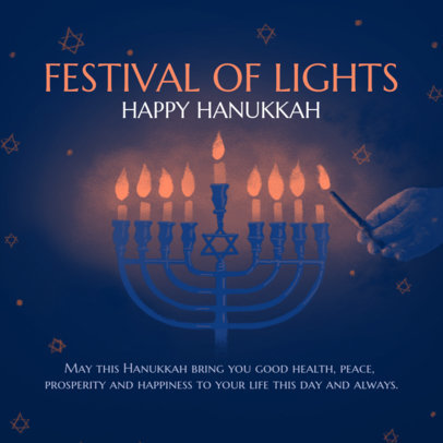 Instagram Post Template for Hanukkah with a Menorah Illustration 3153b