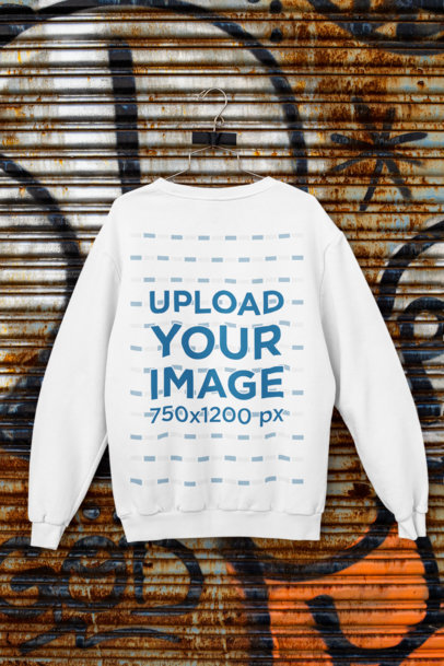 Mockup of a Crewneck Sweatshirt Taped to an Aluminum Door
