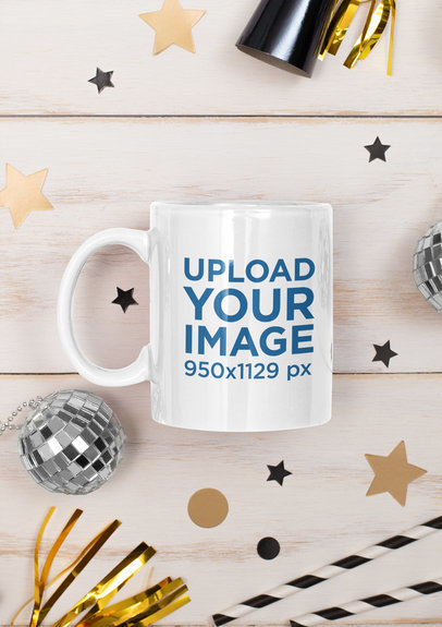 Festive Mockup of an 11 oz Coffee Mug Surrounded By Party Items m275