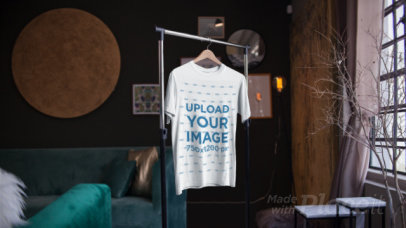 Parallax Video of a T-Shirt on a Hanger Inside a Nice Room
