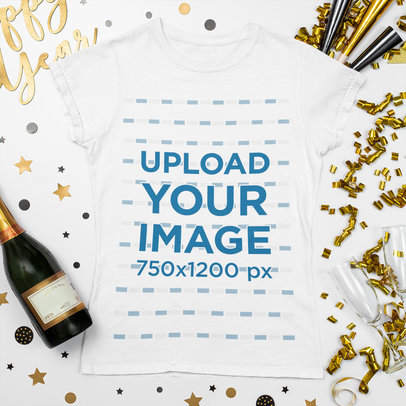 T-Shirt Mockup Featuring New Year Party Decorations 