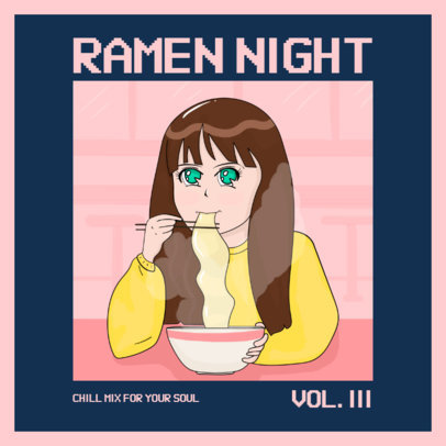 Pop Album Cover Template with a Lo-Fi Anime Character
