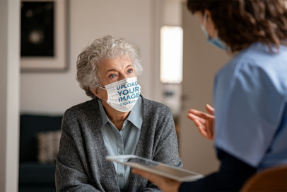 Face Mask Mockup of an Elderly Woman Getting Medical Attention 45012-r-el2