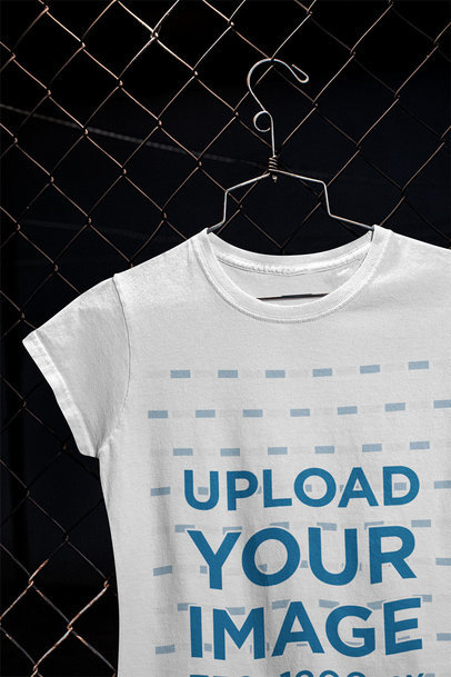 Mockup of a Round Neck Tee Placed on a Hanger 