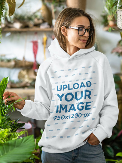 Hoodie Mockup of a Woman in an Indoor Garden 45122-r-el2
