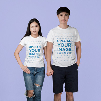 T-Shirt Mockup of a Couple Holding Hands at a Studio 45101-r-el2