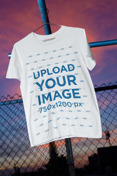 Mockup of a Hanged T-Shirt on the Rooftop of a Building m495