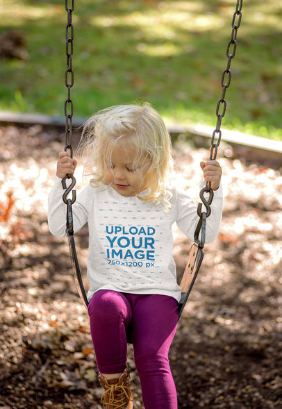 Long Sleeve Tee Mockup of a Blonde Girl on a Swing 45109-r-el2