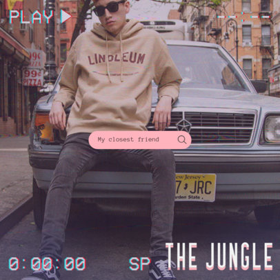 Pop Album Cover Template Featuring a Retro VHS Overlay 3165f