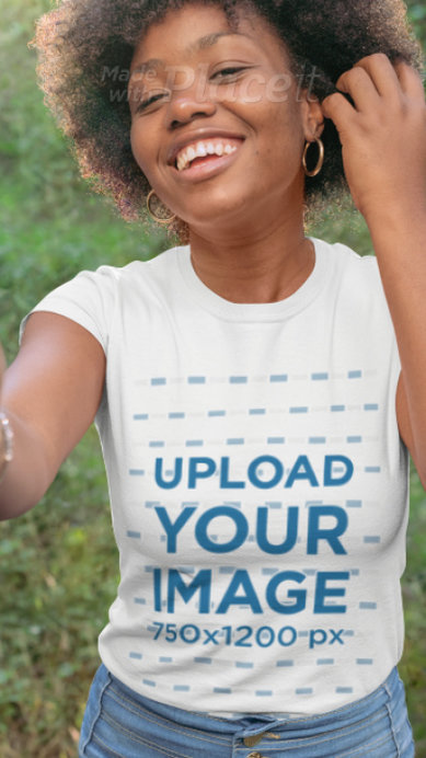 T-Shirt Video of a Woman in Nature Featuring a Parallax Effect