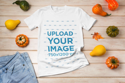 Mockup of a Flat-Laid T-Shirt Surrounded by Winter Squashes 39663-r-el2