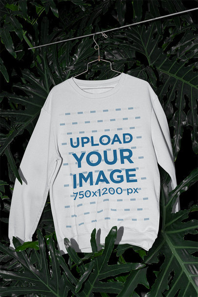 Mockup of a Sweatshirt Hanging in a Greenhouse m512
