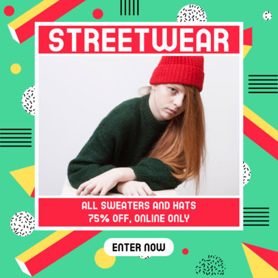 Colorful Ad Banner Template for an Online Streetwear Brand