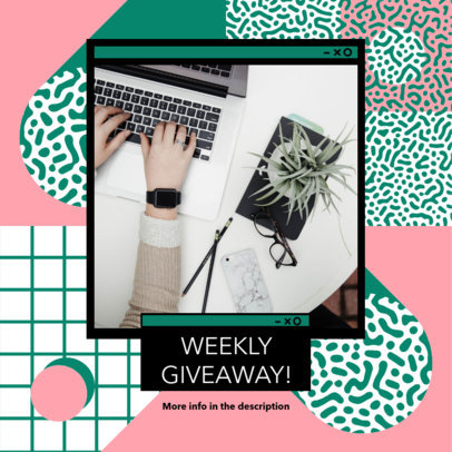 Instagram Post Generator for a Giveaway Featuring Memphis Style Graphics